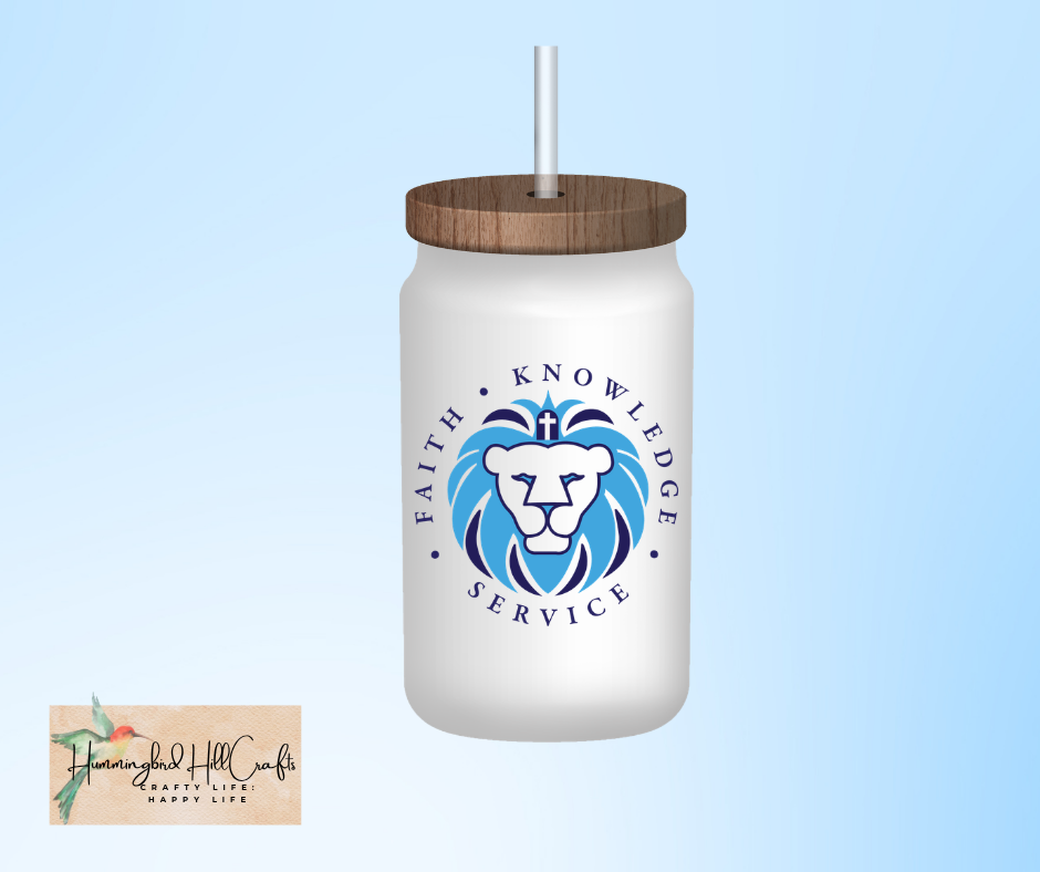 15 oz Glass Can - St. Mary's Lion Head Logo
